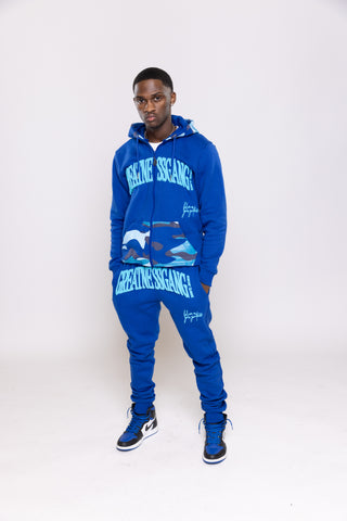 Greatness Gang Royal Blue Camouflage Zip Up Set