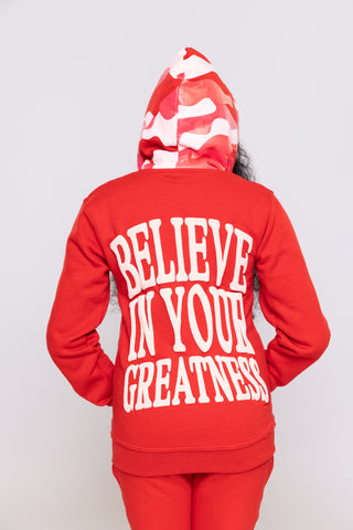 Greatness Gang Red Camouflage Zip Up Set