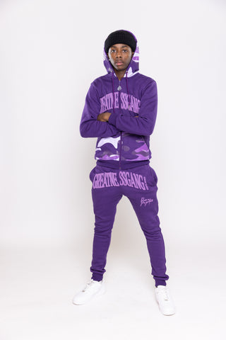 Greatness Gang Purple Camouflage Zip Up Set