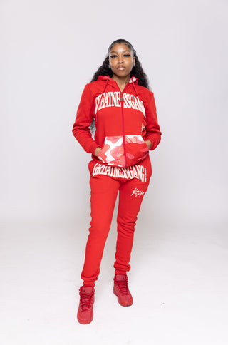 Greatness Gang Red Camouflage Zip Up Set